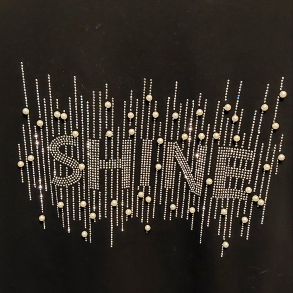 Nwt Night Studio Black Rhinestone Embellished Top